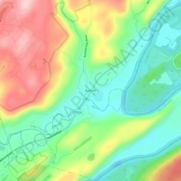 Topografische kaart Bushkill, hoogte, reliëf
