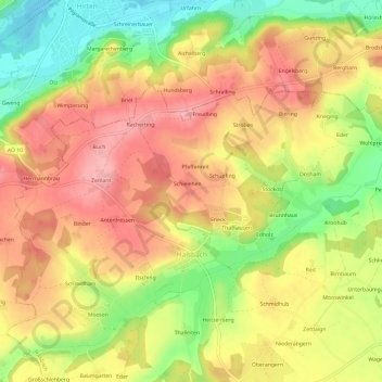 Topografische kaart Loipl, hoogte, reliëf