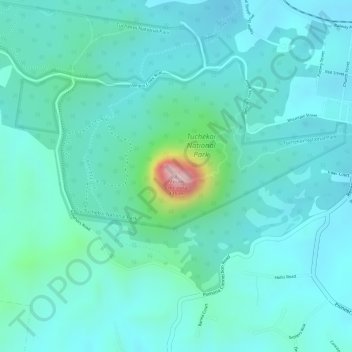 Topografische kaart Mount Cooroora, hoogte, reliëf