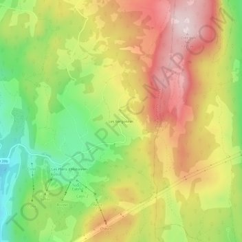 Topografische kaart Les Bergonnes, hoogte, reliëf