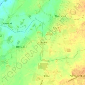 Topografische kaart Klethen, hoogte, reliëf