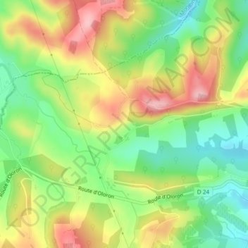 Topografische kaart Ilhe, hoogte, reliëf