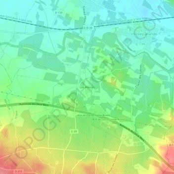 Topografische kaart Les Alauses, hoogte, reliëf