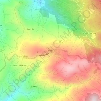 Topografische kaart Borselli, hoogte, reliëf