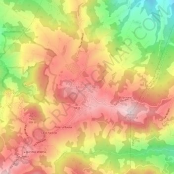 Topografische kaart Montombraro, hoogte, reliëf