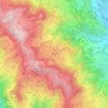 Topografische kaart Cerealto, hoogte, reliëf