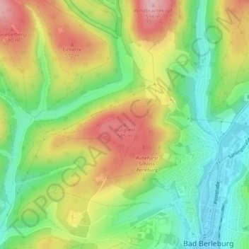 Topografische kaart Burgfeld, hoogte, reliëf