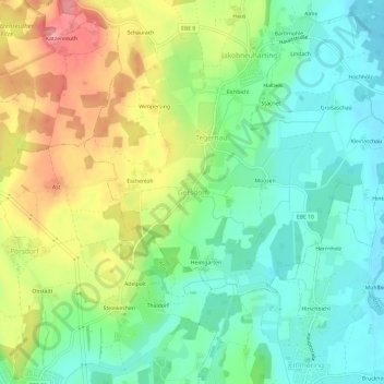 Topografische kaart Gersdorf, hoogte, reliëf