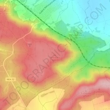 Topografische kaart Breithart, hoogte, reliëf