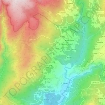Topografische kaart Grou, hoogte, reliëf