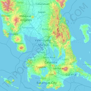 Topografische kaart Grand Manille, hoogte, reliëf