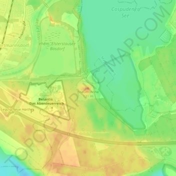 Topografische kaart Bistumshöhe, hoogte, reliëf