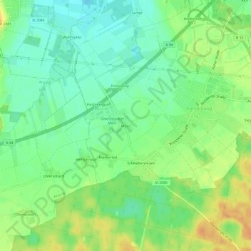 Topografische kaart Moos, hoogte, reliëf