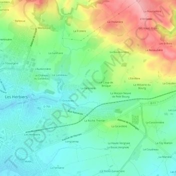 Topografische kaart La Pellinière, hoogte, reliëf