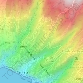 Topografische kaart Lombo do Salão, hoogte, reliëf