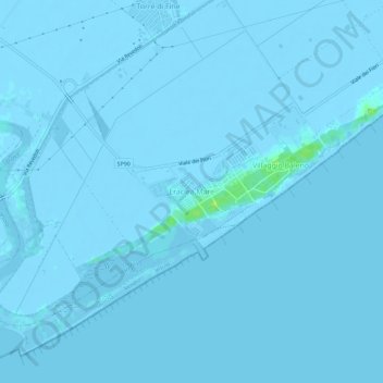 Topografische kaart Eraclea Mare, hoogte, reliëf
