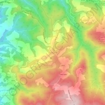 Topografische kaart San Vivaldo, hoogte, reliëf
