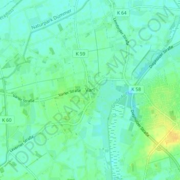 Topografische kaart Varl, hoogte, reliëf
