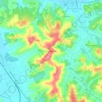 Topografische kaart Monterappoli, hoogte, reliëf