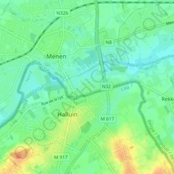 Topografische kaart De Barakken, hoogte, reliëf