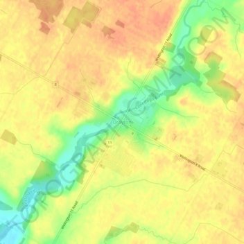 Topografische kaart Drayton, hoogte, reliëf