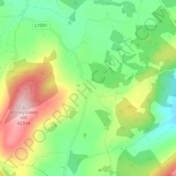 Topografische kaart Moneystown, hoogte, reliëf