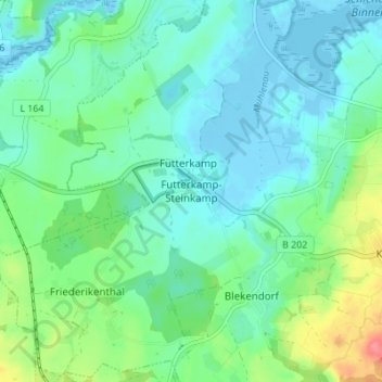 Topografische kaart Futterkamp-Steinkamp, hoogte, reliëf