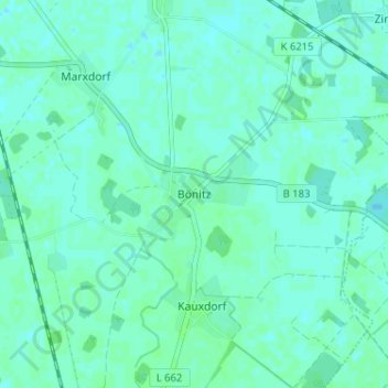 Topografische kaart Bönitz, hoogte, reliëf