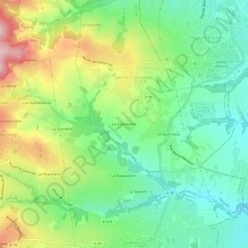Topografische kaart Le Charmillon, hoogte, reliëf