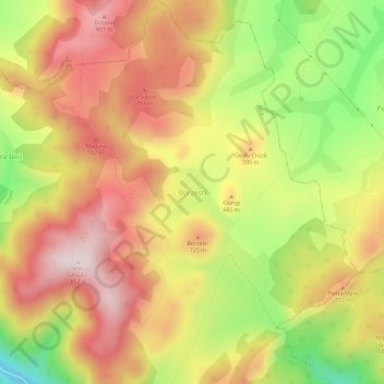 Topografische kaart Borzești, hoogte, reliëf