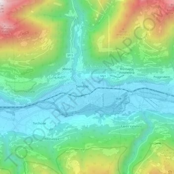 Topografische kaart Sünders, hoogte, reliëf