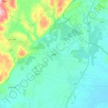 Topografische kaart Killi, hoogte, reliëf