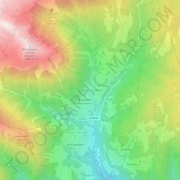 Topografische kaart Neuhaus, hoogte, reliëf