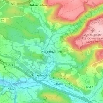 Topografische kaart Hagenhausen, hoogte, reliëf