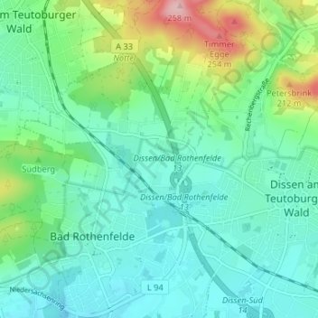 Topografische kaart Erpen, hoogte, reliëf