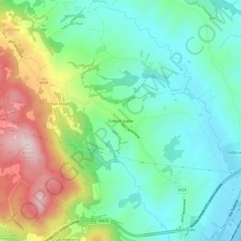 Topografische kaart Colle di Sopra, hoogte, reliëf