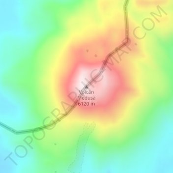 Topografische kaart Volcán Medusa, hoogte, reliëf