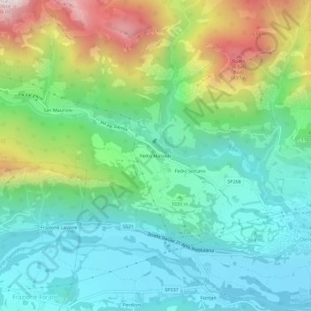 Topografische kaart Fedio Massolo, hoogte, reliëf