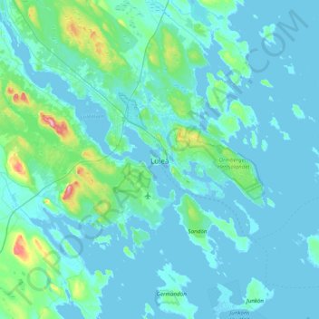 Topografische kaart Luleå, hoogte, reliëf