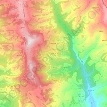 Topografische kaart Moruri, hoogte, reliëf
