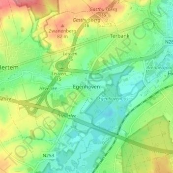 Topografische kaart Egenhoven, hoogte, reliëf