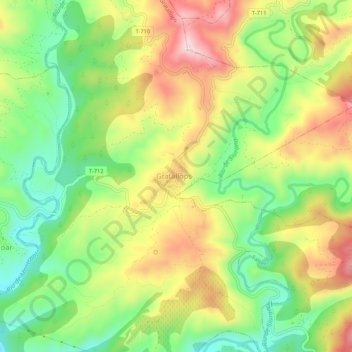 Topografische kaart Gratallops, hoogte, reliëf