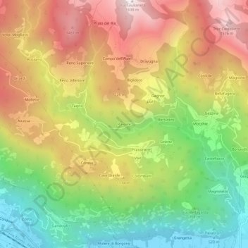 Topografische kaart Ravoire, hoogte, reliëf
