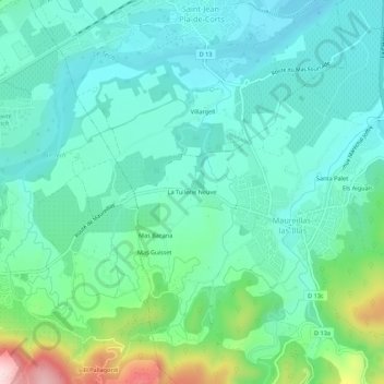 Topografische kaart La Tuilerie Neuve, hoogte, reliëf