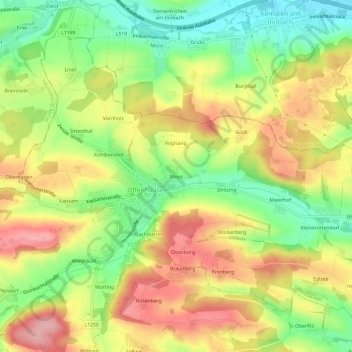 Topografische kaart Moos, hoogte, reliëf