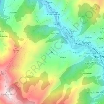 Topografische kaart Boo, hoogte, reliëf