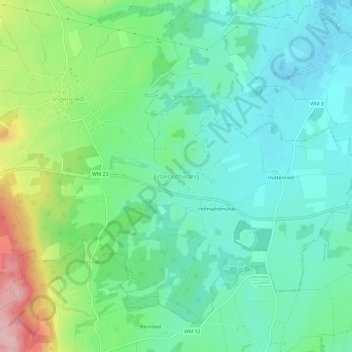 Topografische kaart Erbenschwang, hoogte, reliëf