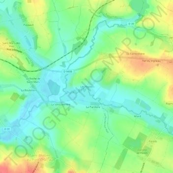 Topografische kaart Les Mazes, hoogte, reliëf