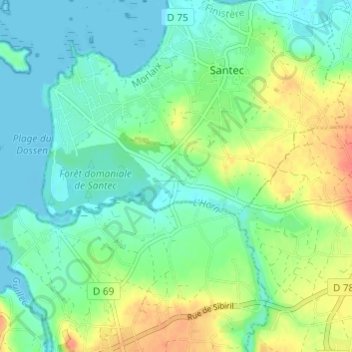 Topografische kaart Brenesquen, hoogte, reliëf