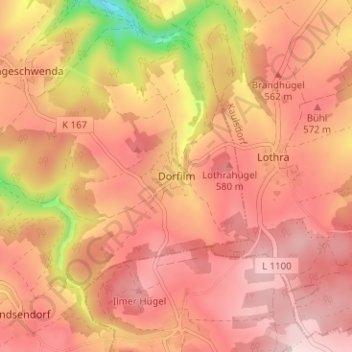 Topografische kaart Dorfilm, hoogte, reliëf